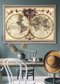 Decorative Antique Map Showing Nautical Exploration Routes