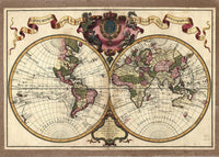 Decorative Antique Map Showing Nautical Exploration Routes