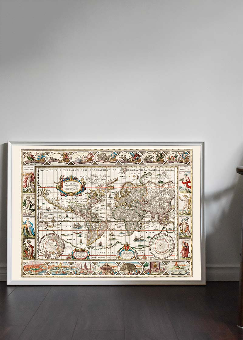 1630 Ornate Map by Willem Blaeu