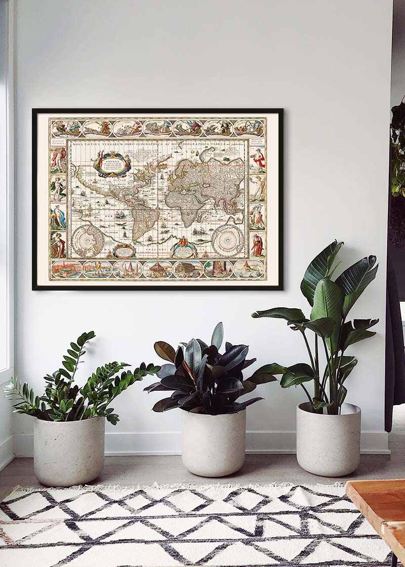 1630 Ornate Map by Willem Blaeu