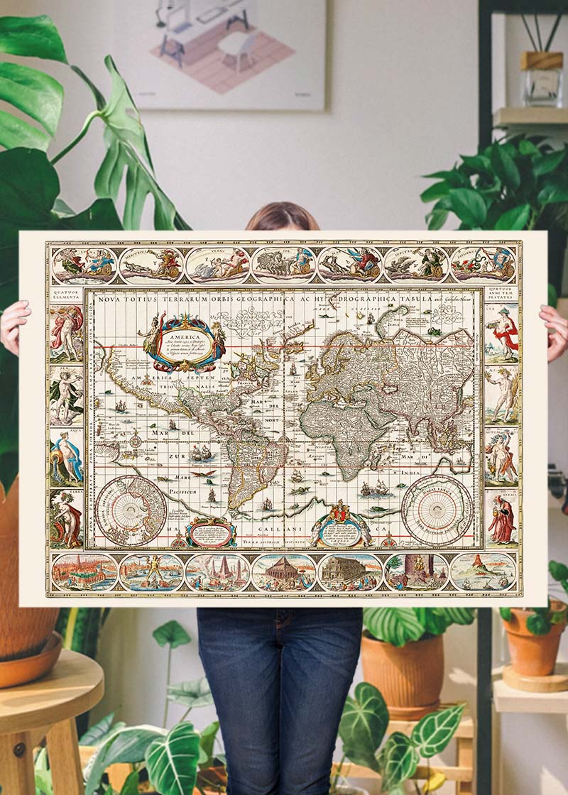 1630 Ornate Map by Willem Blaeu