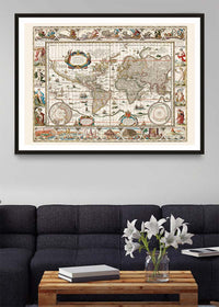 1630 Ornate Map by Willem Blaeu