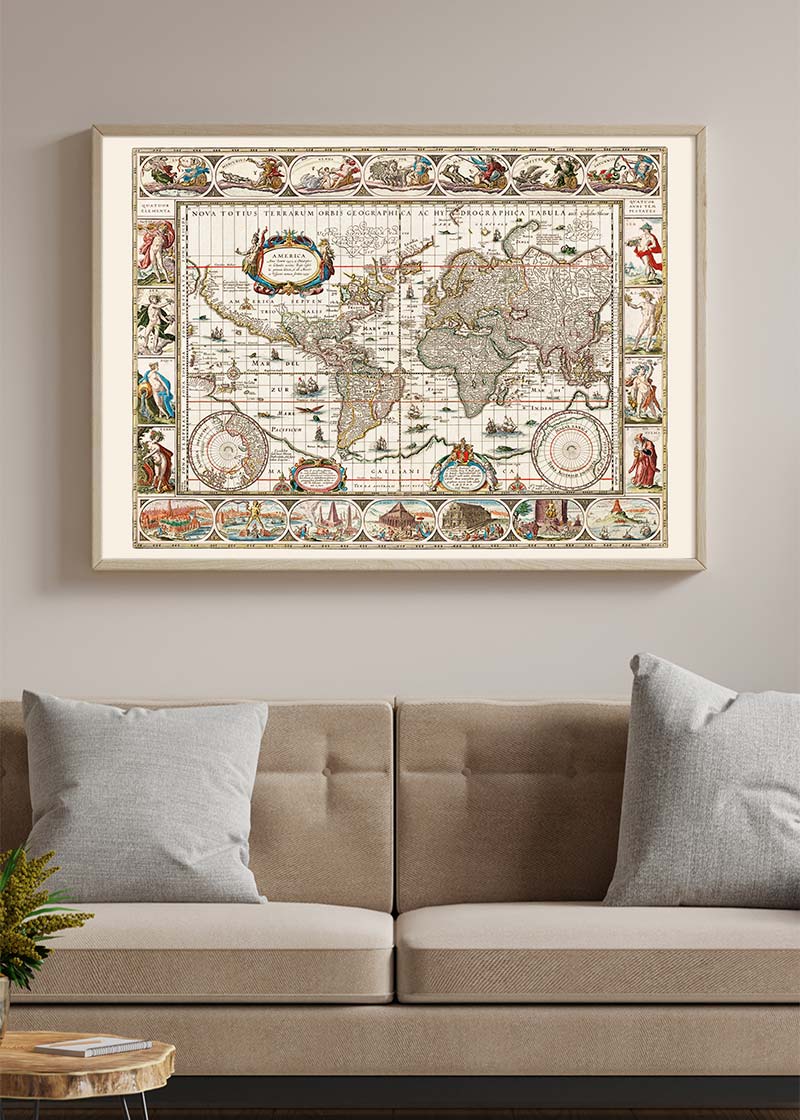 1630 Ornate Map by Willem Blaeu