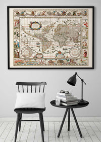 1630 Ornate Map by Willem Blaeu