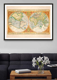 Illustrated Great World Map Of 1569 by C H Apperson