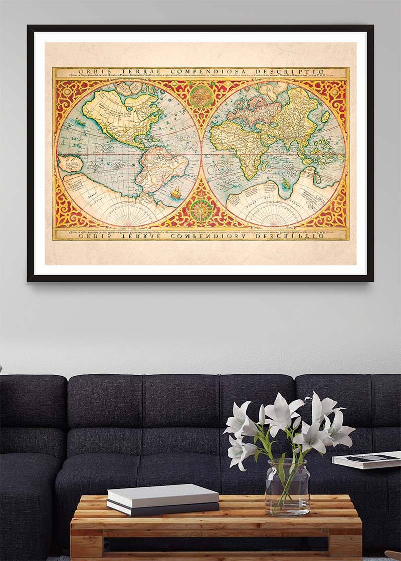 Illustrated Great World Map Of 1569 by C H Apperson