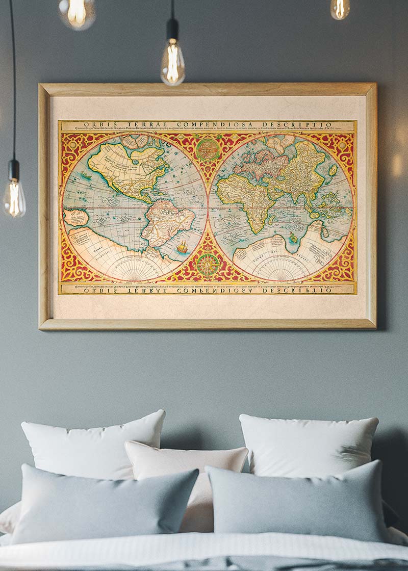 Illustrated Great World Map Of 1569 by C H Apperson