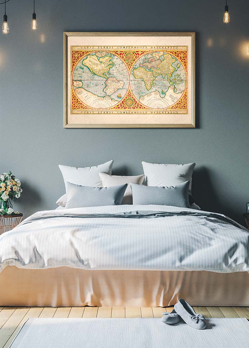 Illustrated Great World Map Of 1569 by C H Apperson
