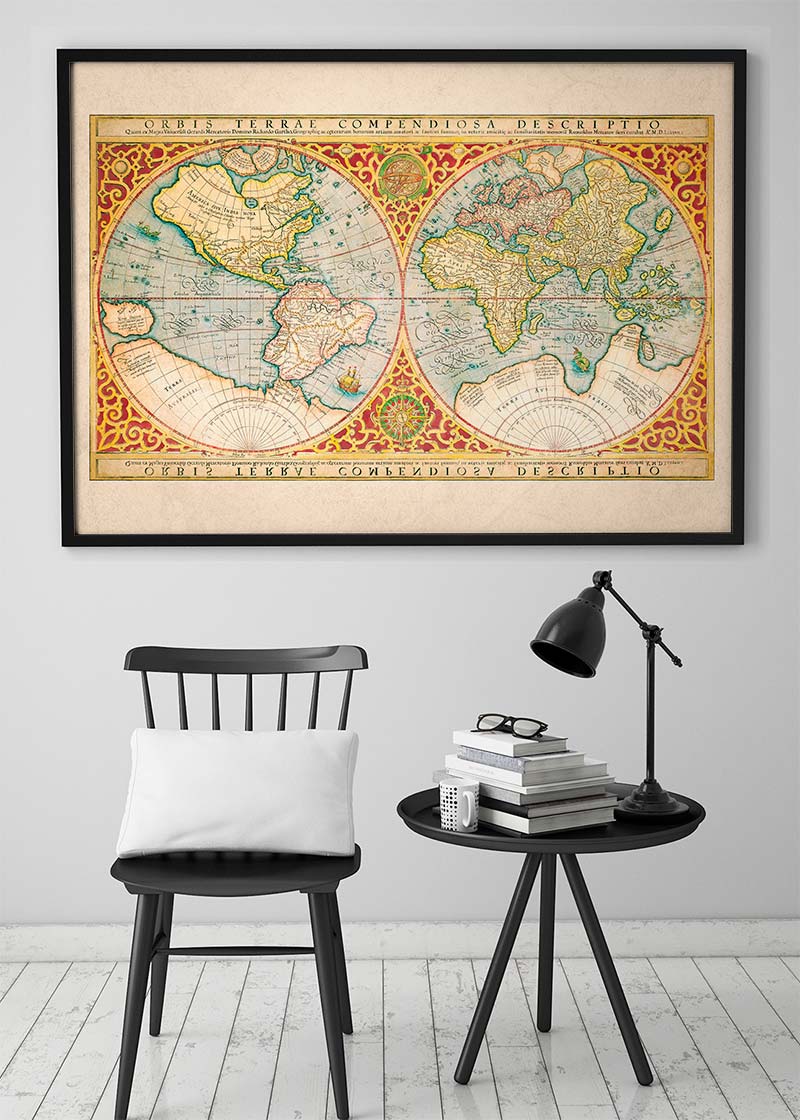 Illustrated Great World Map Of 1569 by C H Apperson