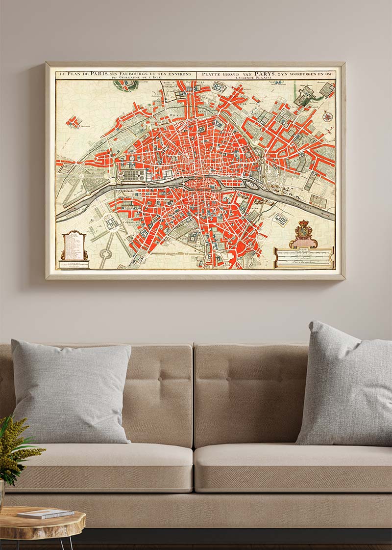 Paris Map In Dutch Vintage Illustration By Guillaume Delisle