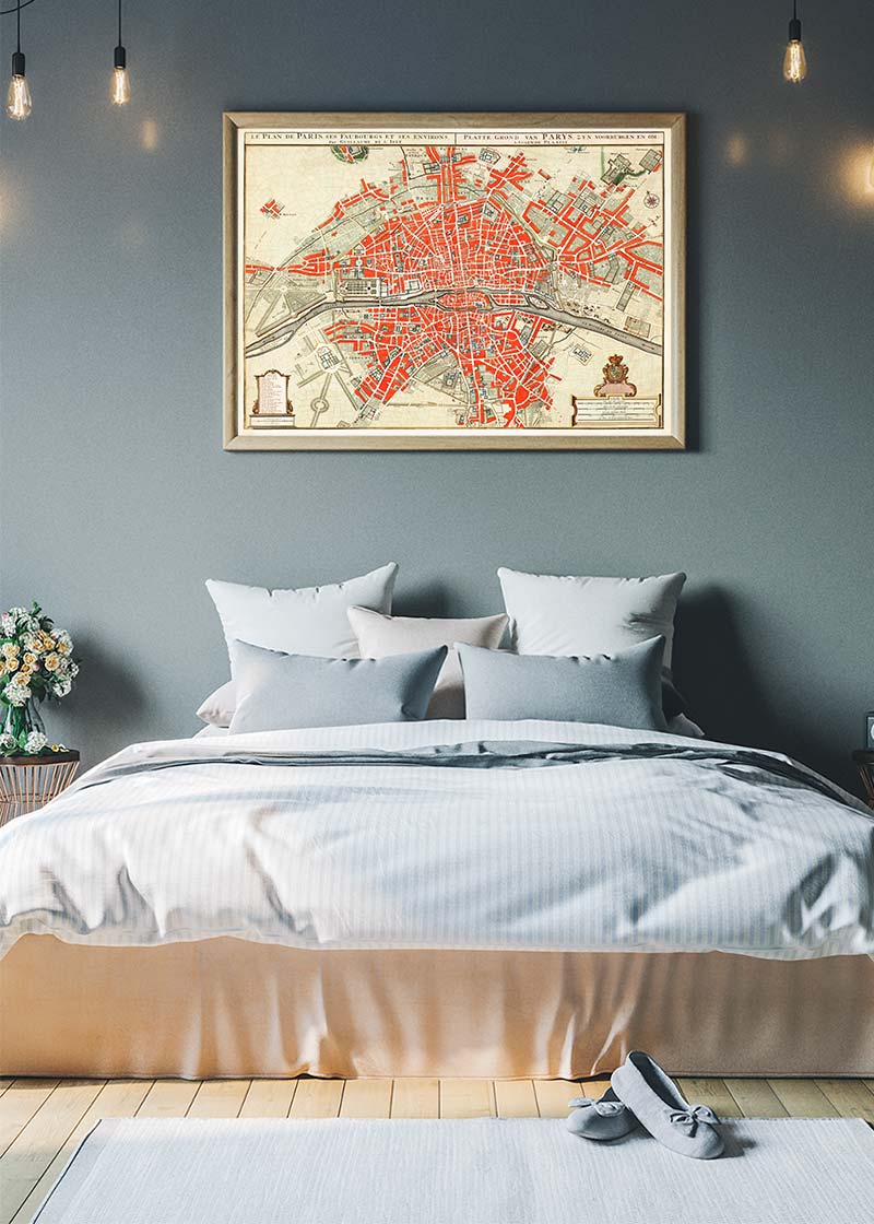 Paris Map In Dutch Vintage Illustration By Guillaume Delisle