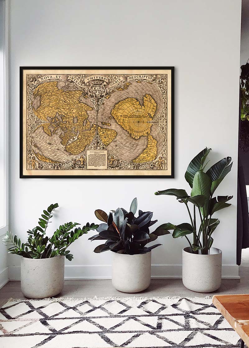 1531 Full-Sheet Woodcut Map Of The World by Oronce Fine