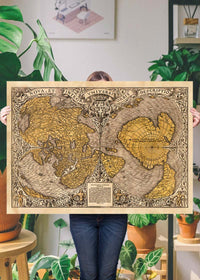 1531 Full-Sheet Woodcut Map Of The World by Oronce Fine