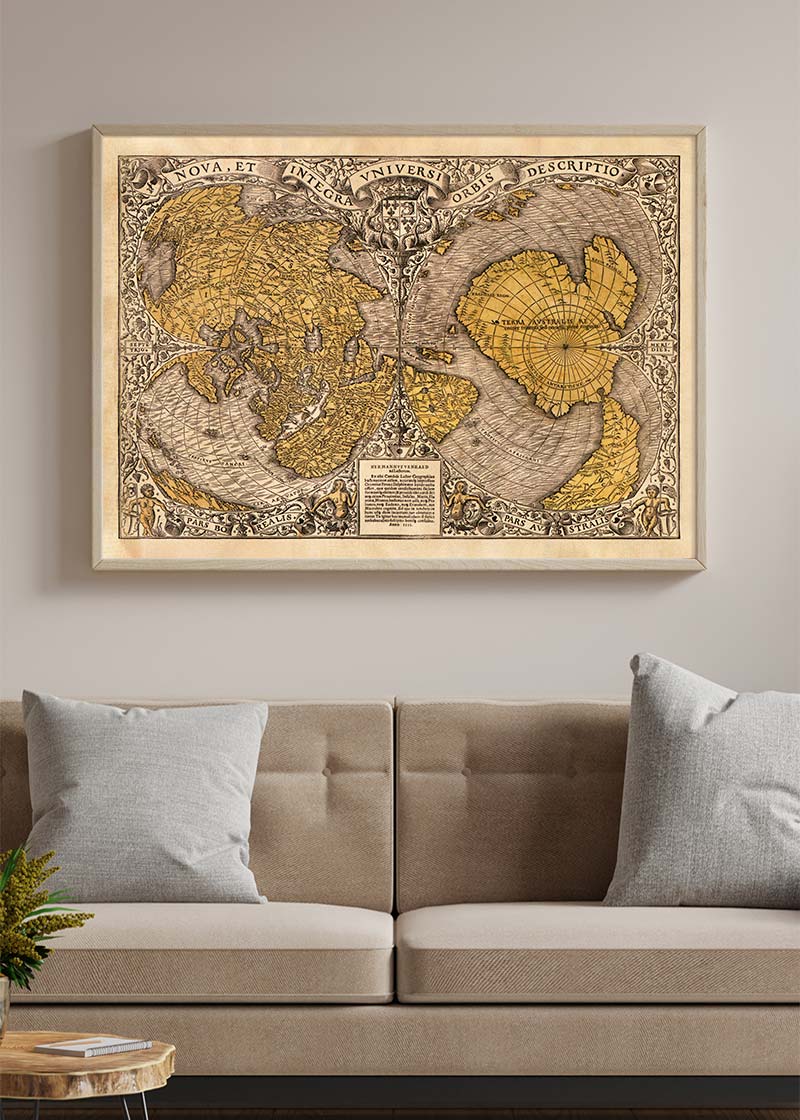 1531 Full-Sheet Woodcut Map Of The World by Oronce Fine