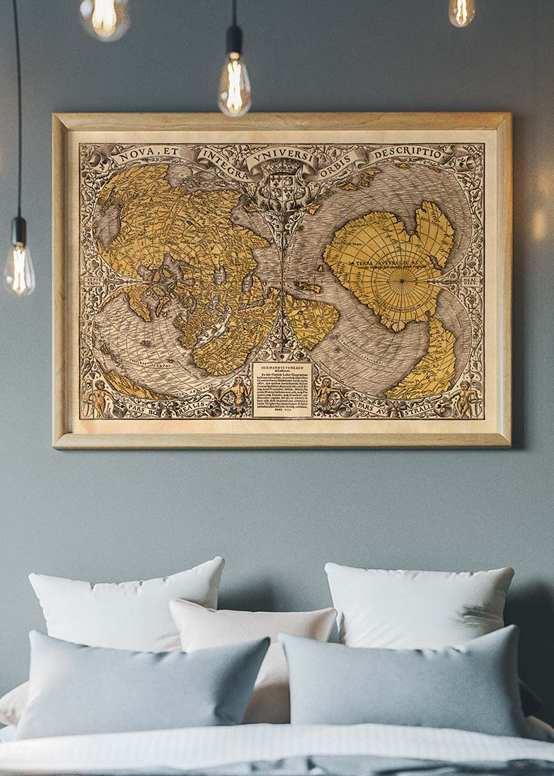 1531 Full-Sheet Woodcut Map Of The World by Oronce Fine