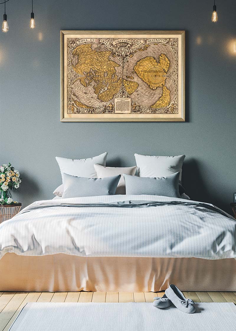 1531 Full-Sheet Woodcut Map Of The World by Oronce Fine