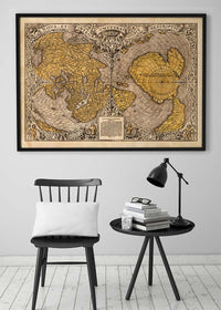 1531 Full-Sheet Woodcut Map Of The World by Oronce Fine