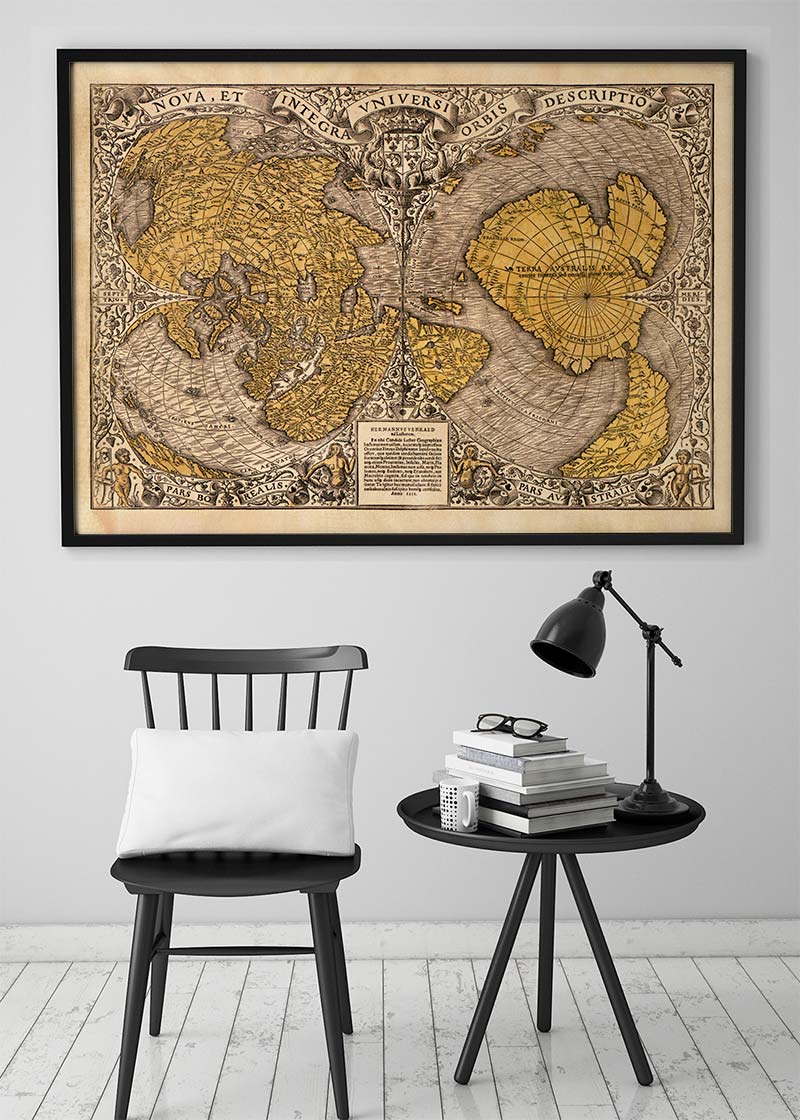 1531 Full-Sheet Woodcut Map Of The World by Oronce Fine