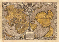 1531 Full-Sheet Woodcut Map Of The World by Oronce Fine