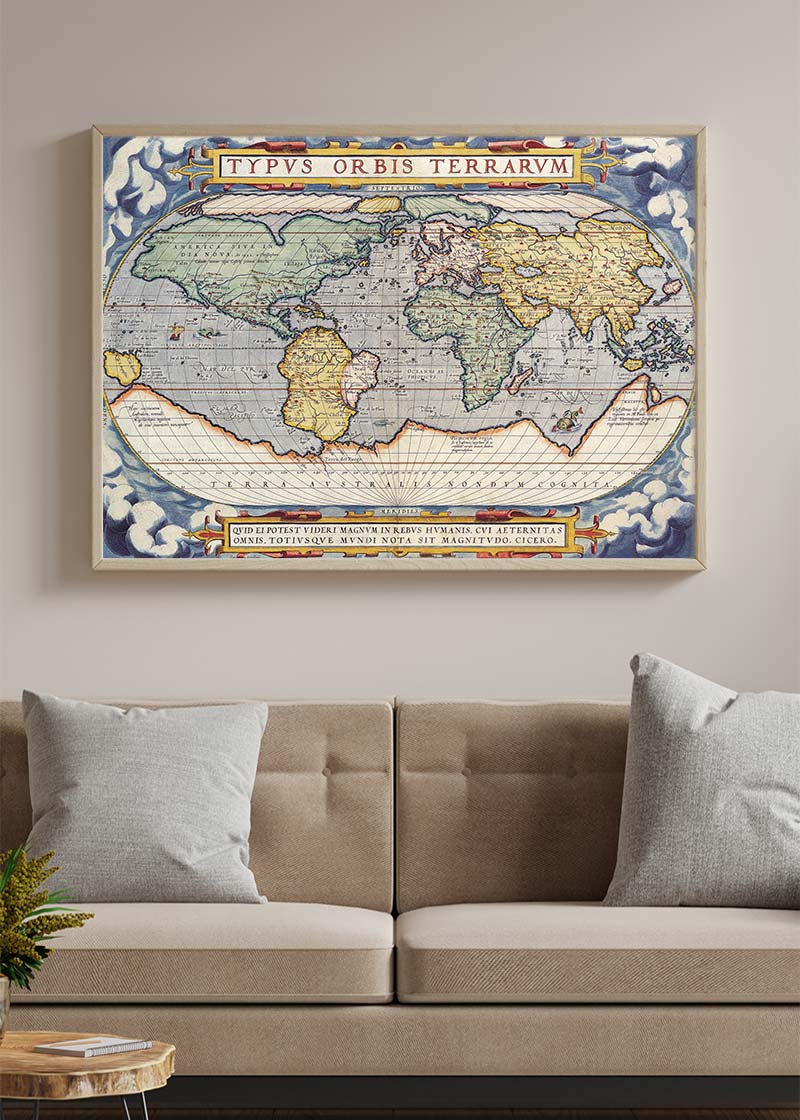 Antique Map Of The World Map Of The World by Abraham Ortelius
