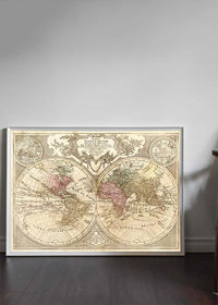 Decorative Large Double Hemisphere World Map