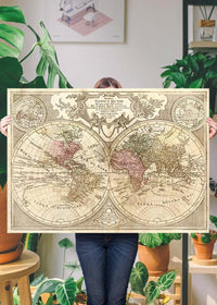 Decorative Large Double Hemisphere World Map