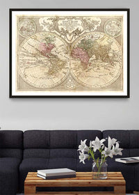 Decorative Large Double Hemisphere World Map