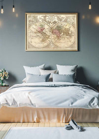 Decorative Large Double Hemisphere World Map
