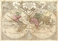Decorative Large Double Hemisphere World Map