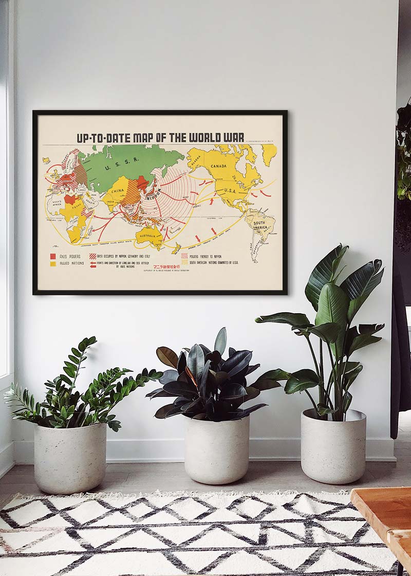 Up-To-Date Map Of The World War 1942 By Manila Shinbun-Sha