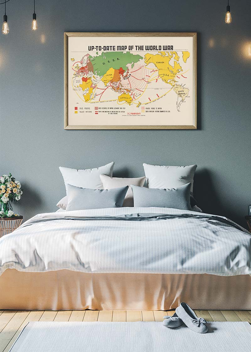 Up-To-Date Map Of The World War 1942 By Manila Shinbun-Sha