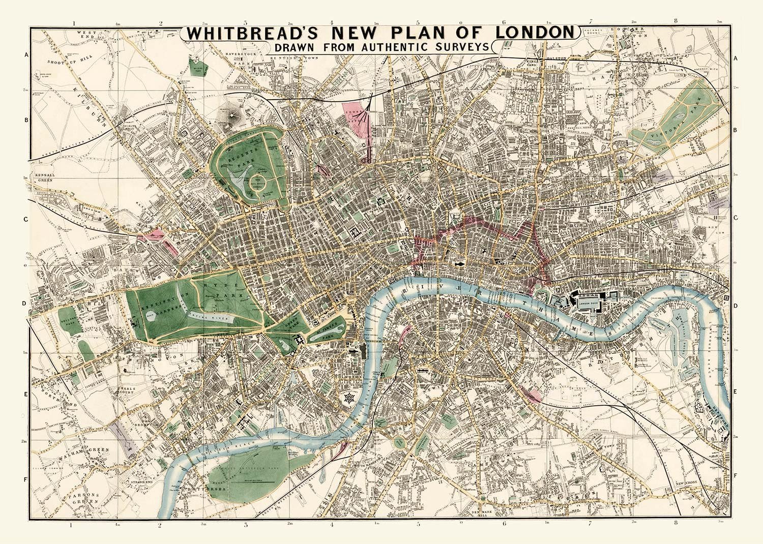 Whitbreads New Plan Of London 1853