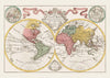 Hand Coloured Double Hemisphere World Map