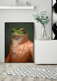 Frog in Peach Jacket Animal Portrait Print