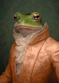 Frog in Peach Jacket Animal Portrait Print