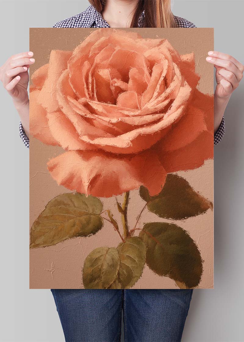 Large Close-Up Peach Rose Painting