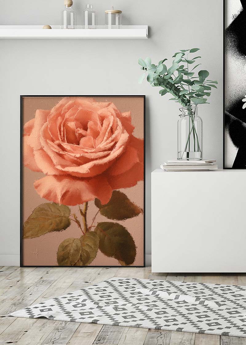 Large Close-Up Peach Rose Painting