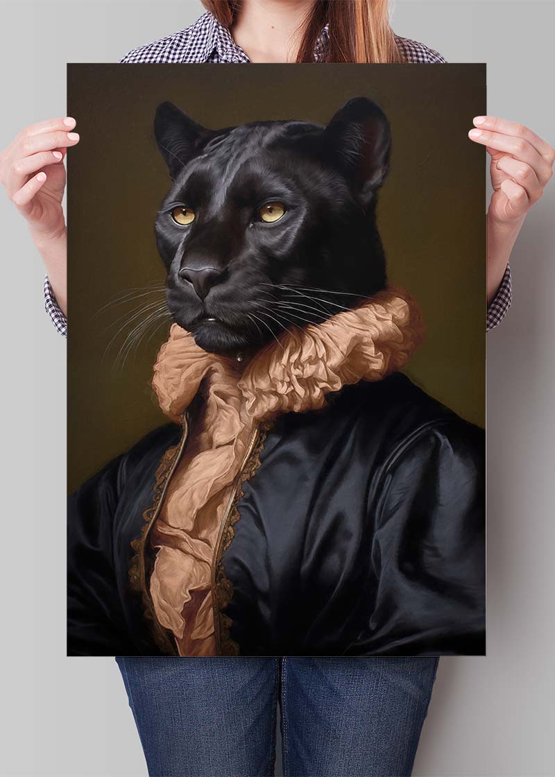 Black Panther in Peach Neck Ruff Print