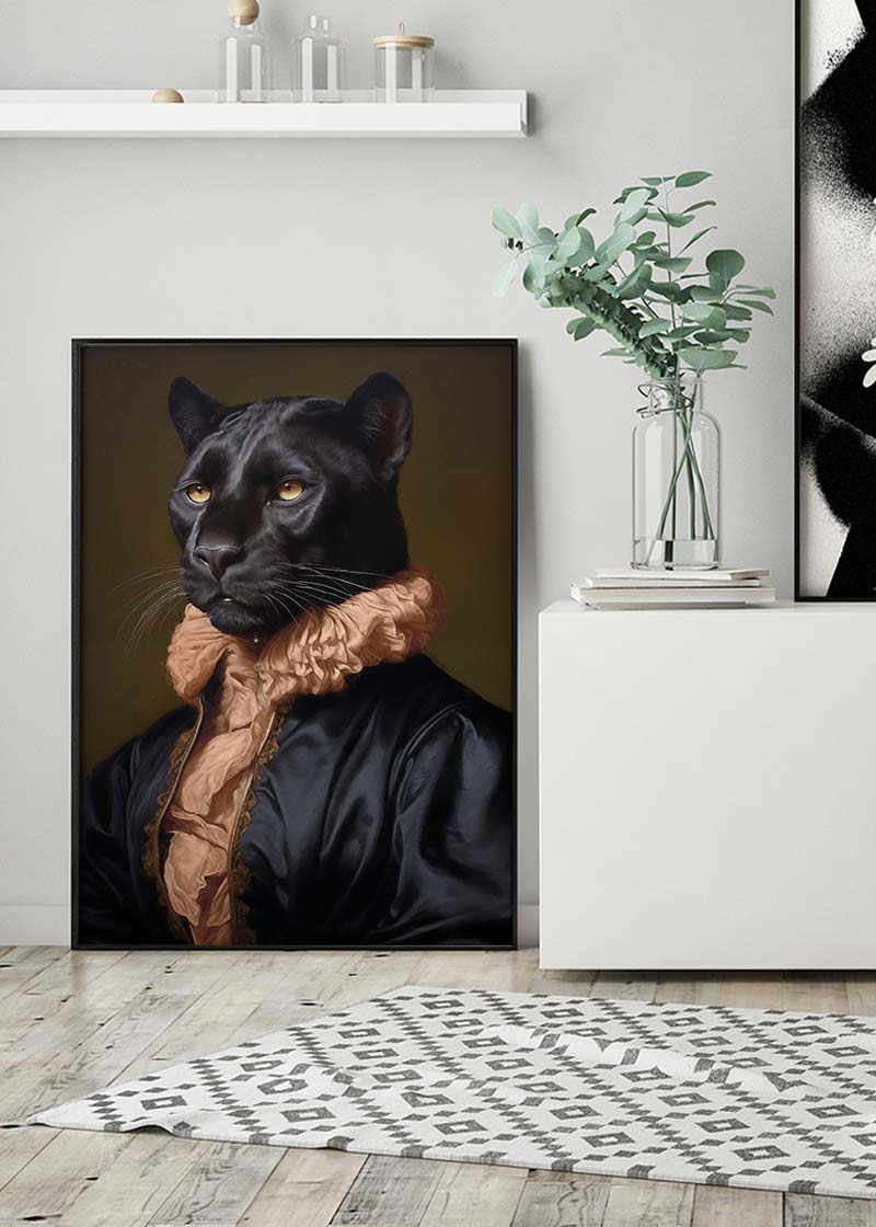 Black Panther in Peach Neck Ruff Print