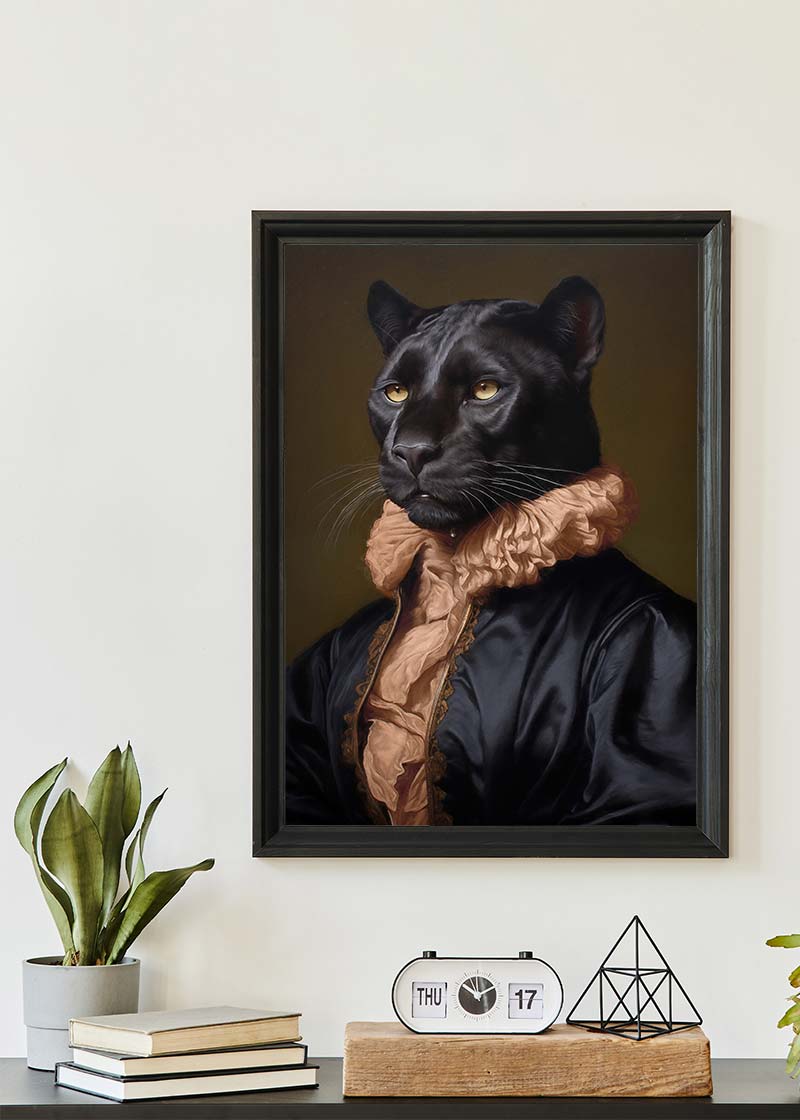 Black Panther in Peach Neck Ruff Print