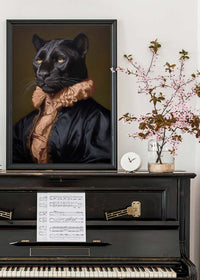 Black Panther in Peach Neck Ruff Print