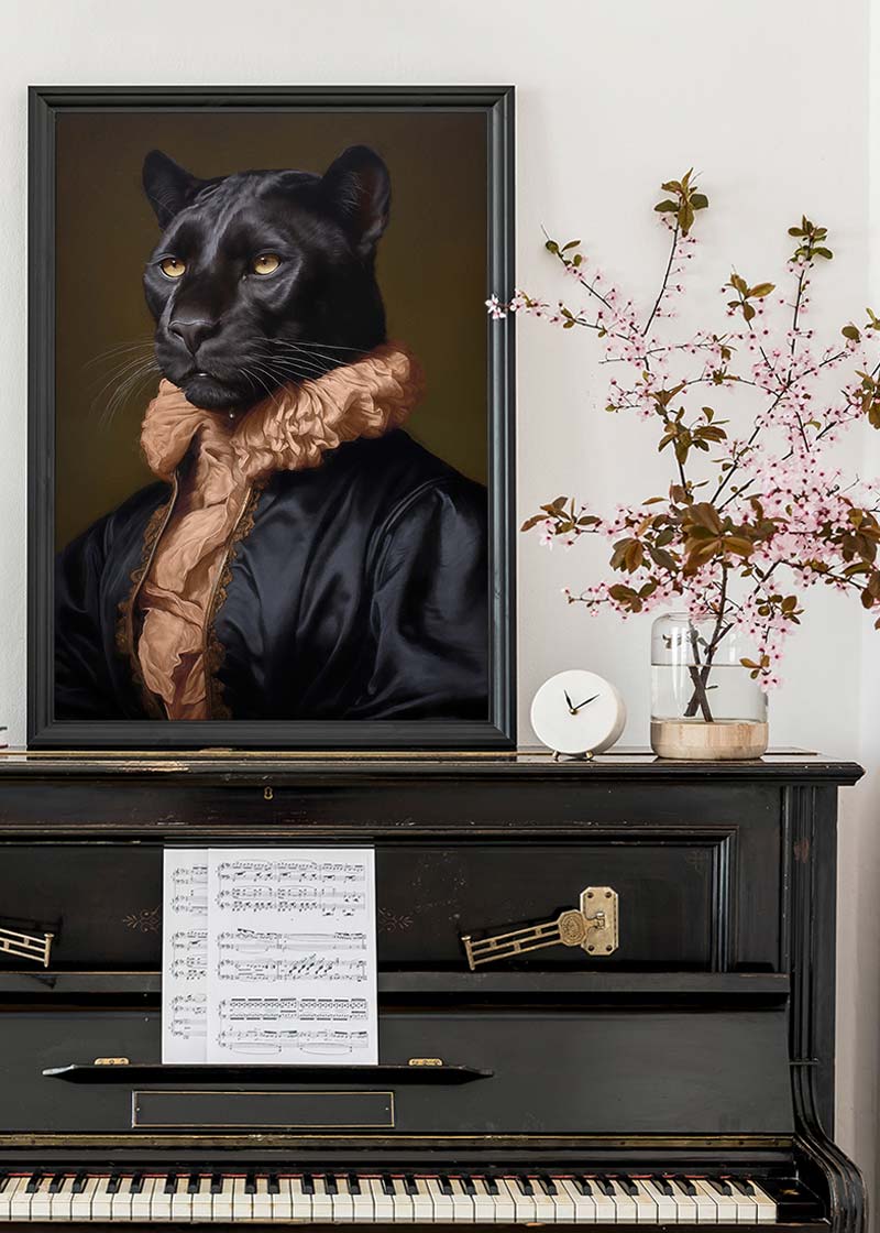 Black Panther in Peach Neck Ruff Print