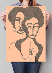 Abstract Line Art Illustration Peach Print