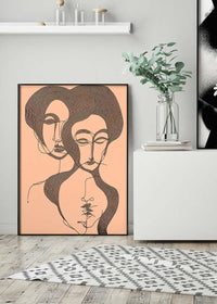 Abstract Line Art Illustration Peach Print