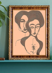 Abstract Line Art Illustration Peach Print