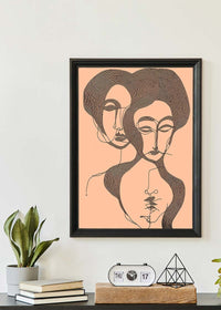 Abstract Line Art Illustration Peach Print