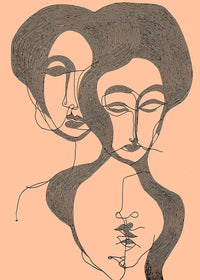 Abstract Line Art Illustration Peach Print