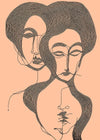 Abstract Line Art Illustration Peach Print