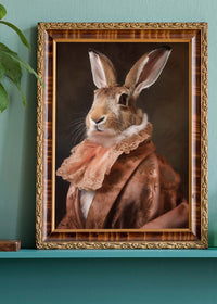 Large Rabbit Peach Portait Print