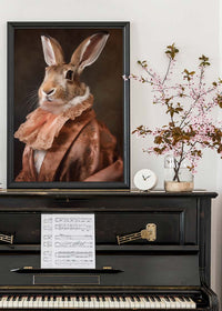 Large Rabbit Peach Portait Print